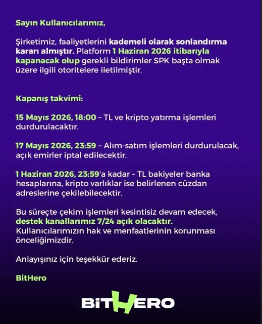 Yerli kripto borsası BitHero kapanıyor: Bitcoin yatırımcıları dikkat - Resim : 3