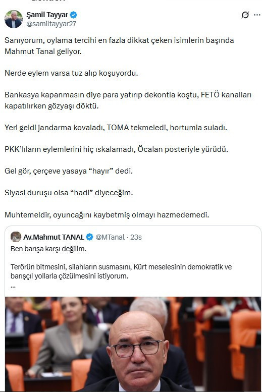 Yeni bir polemik mi doğuyor: AK Partili Tayyar, Tanal'ı hedef aldı - Resim : 1