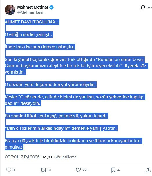 AK Partili isimden Ahmet Davutoğlu'na: Yanlış yaptın - Resim : 2