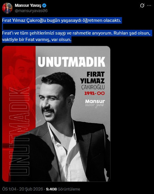 Mansur Yavaş, Fırat Yılmaz Çakıroğlu'nu unutmadı: Bugün yaşasaydı öğretmen olacaktı - Resim : 1