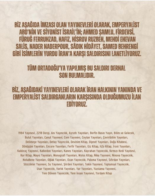 Yayıncılardan ABD ve İsrail saldırganlığına karşı açıklama - Resim : 1