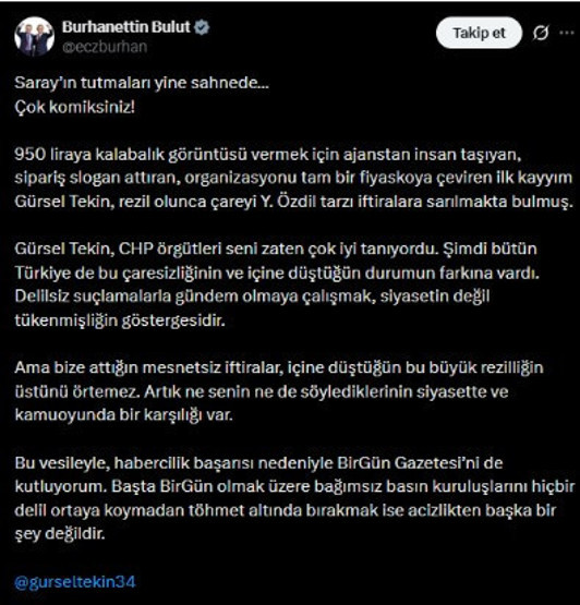 Burhanettin Bulut'tan Gürsel Tekin'e tepki - Resim : 1