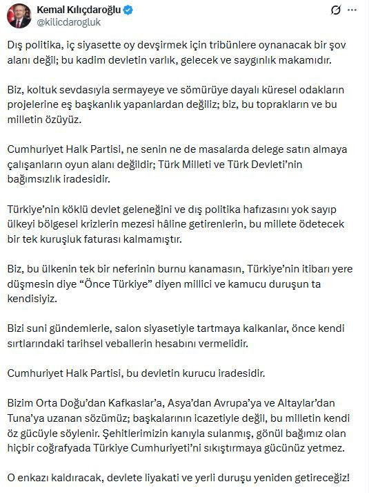 Kemal Kılıçdaroğlu'ndan Özgür Özel'e: CHP delege satın almaya çalışanların oyun alanı değildir - Resim : 1