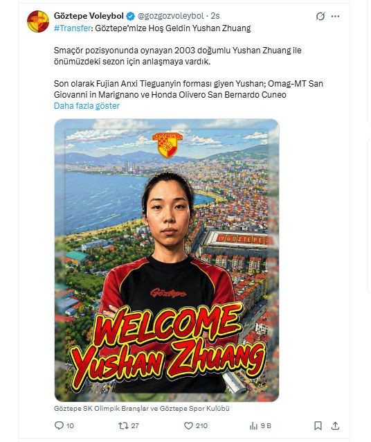 Göztepe Kadın Voleybol Takımı’ndan Yushan Zhuang hamlesi - Resim : 1