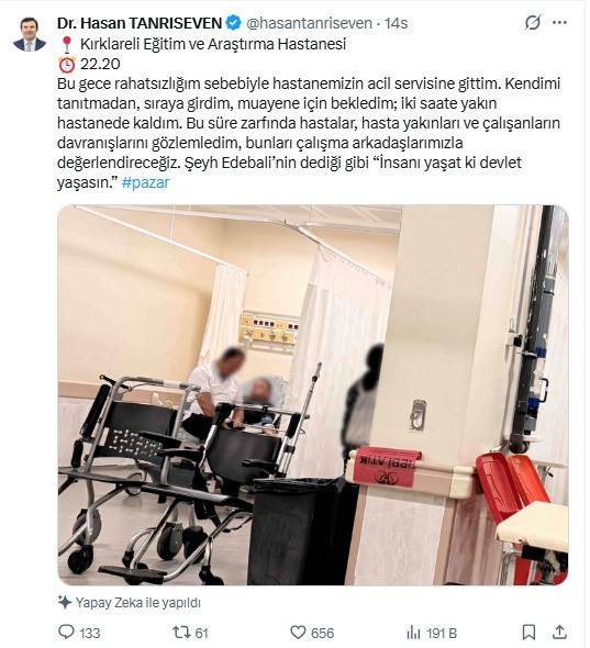 Vali yardımcısı hasta kılığında acile gitti: 2 saatlik gözlemini paylaştı - Resim : 1