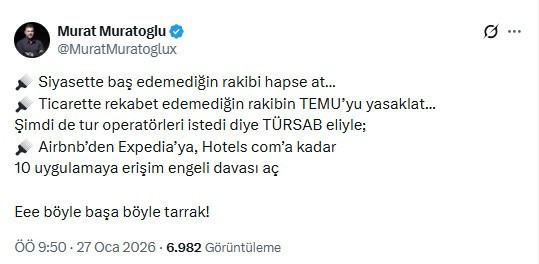 Muratoğlu'ndan şirketlere erişim isteyen TURSAB'a sert tepki - Resim : 1