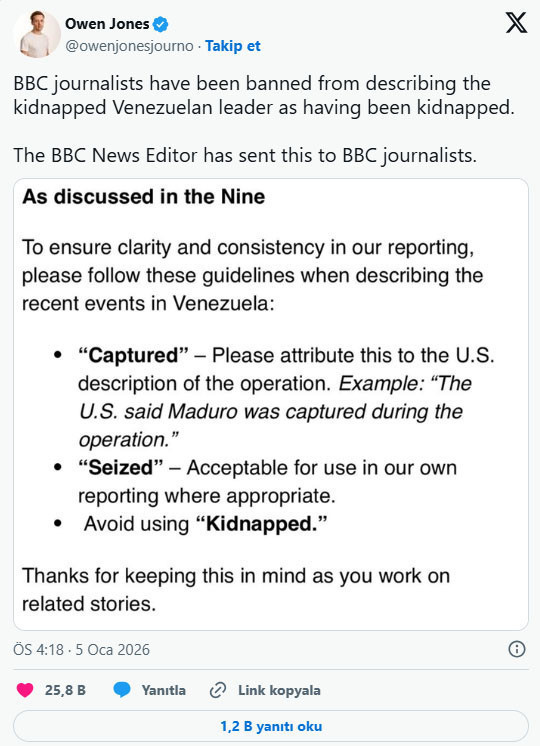 BBC'den çalışanlarına Maduro talimatı - Resim : 1