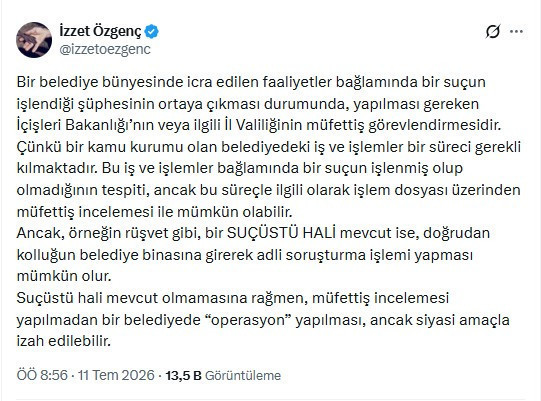 Erdoğan'ın hukuk danışmanından Çankaya operasyonu sonrası dikkat çeken paylaşım: Siyasi amaçla... - Resim : 1
