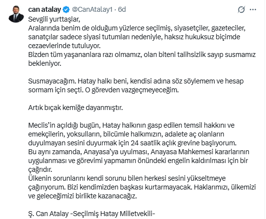 Can Atalay açlık grevine başladı - Resim : 1