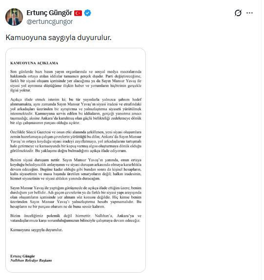 AK Parti'ye geçeceği iddia edilmişti: Nallıhan Belediye Başkanı Ertunç Güngör'den açıklama - Resim : 2