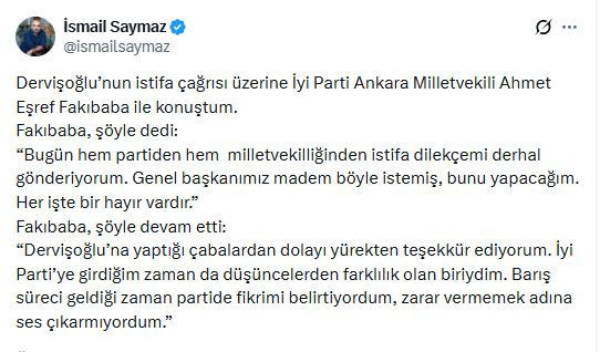 Ahmet Eşref Fakıbaba, İYİ Parti ve milletvekilliğinden istifa etti - Resim : 1
