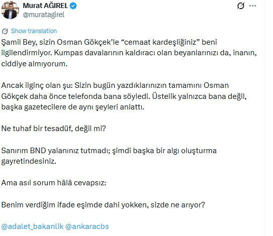 Murat Ağırel'den Şamil Tayyar'a: Benim verdiğim ifade eşimde yokken, sizde ne arıyor? - Resim : 3