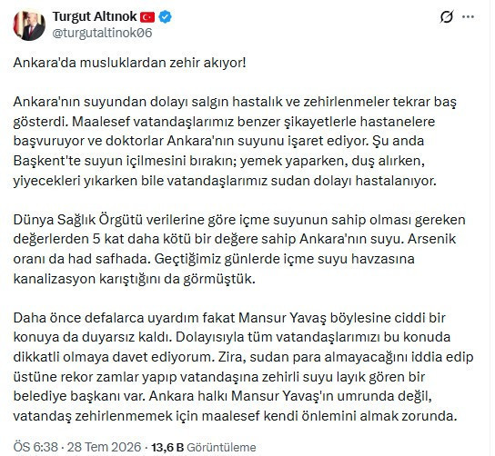 ASKİ, Turgut Altınok hakkında su&ccedil; duyurusunda bulundu - Resim : 1