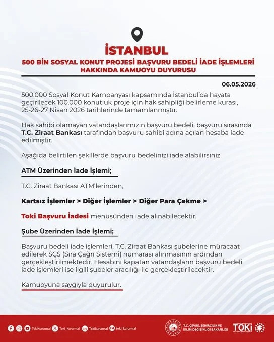 TOKİ başvuru geri iade ödemelerine başladı: Bankadan ve ATM'den çekilebilecek - Resim : 1