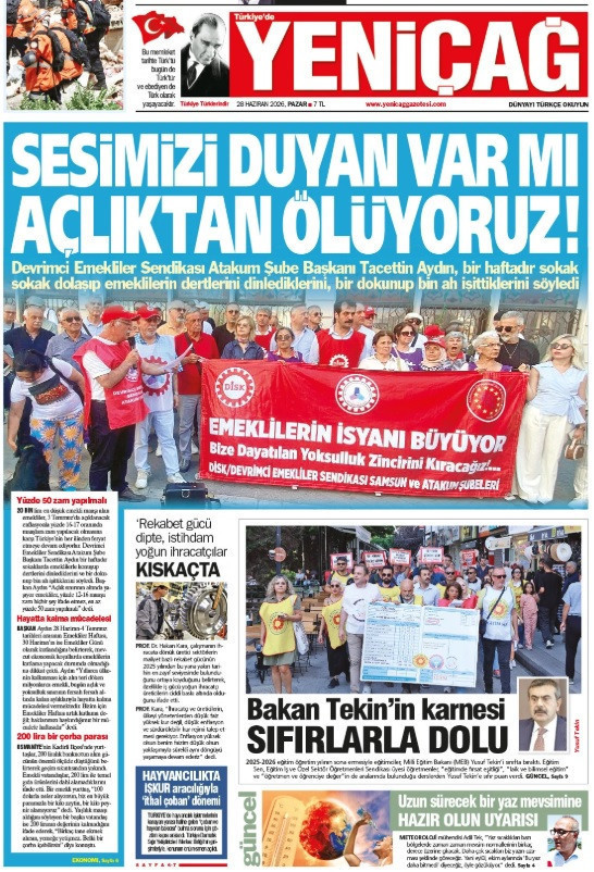 Yeniçağ Gazetesi: 'Sesimizi duyan varmı açlıktan ölüyoruz' - Resim : 1