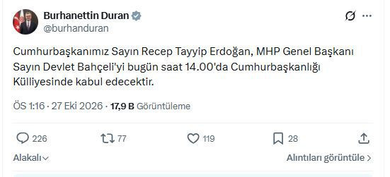 Erdoğan ve Bahçeli saat 14.00'te Beştepe'de görüşecek - Resim : 1