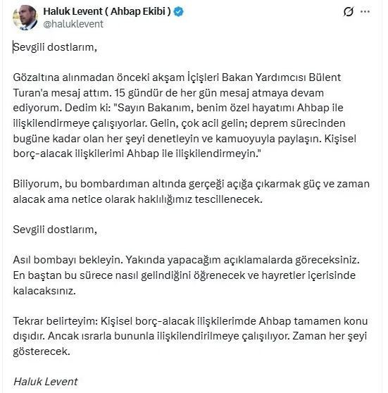 İçişleri'nden Haluk Levent açıklaması: Asıl bombayı bekleyin demişti - Resim : 2