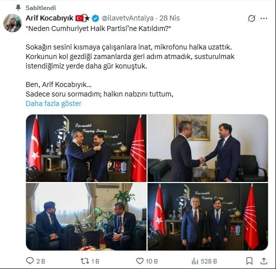 CHP açıkladı: Arif Kocabıyık'ın üyelik işlemleri durduruldu - Resim : 1