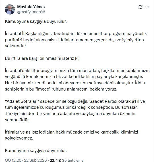 Saadet Partisi'nin iftar programına 