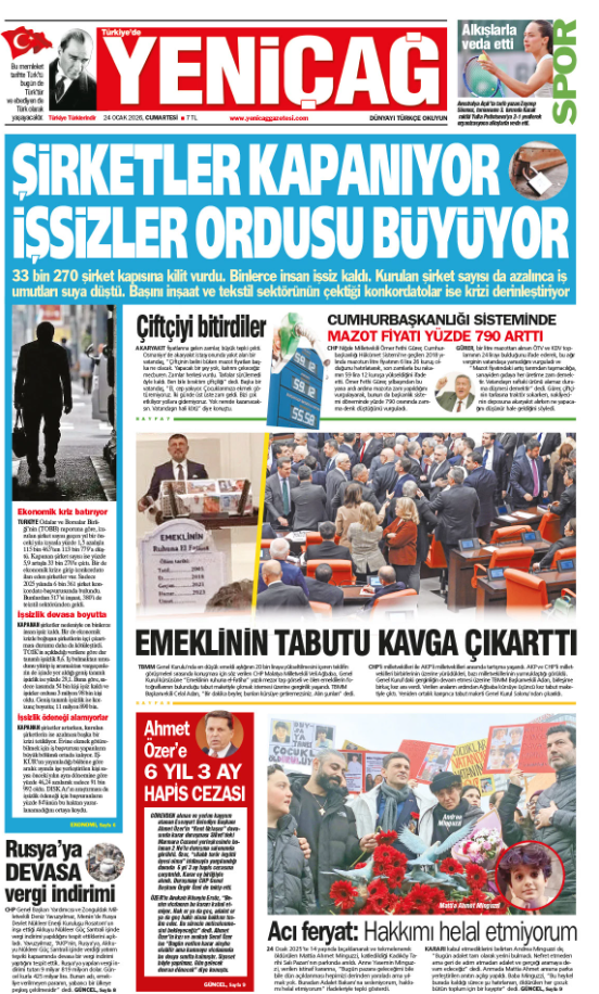Yeniçağ gazetesi: Şirketler kapanıyor işsizler ordusu büyüyor - Resim : 1