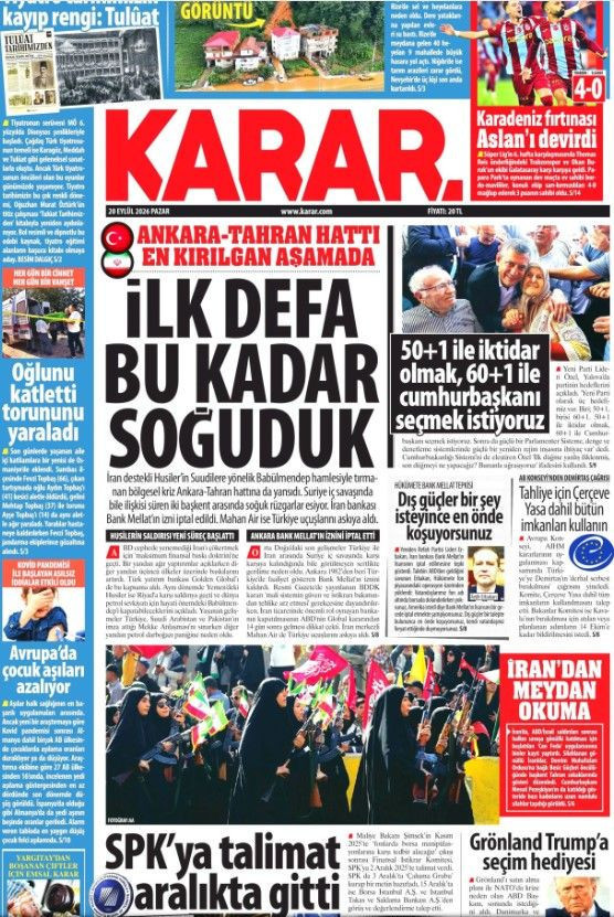20 Eylül Cumartesi günü: Gazeteler hangi manşetle çıktı? - Resim: 2
