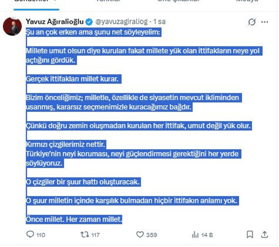 Yavuz Ağıralioğlu’ndan ittifak çıkışı: Kırmızı çizgilerimiz net - Resim : 1