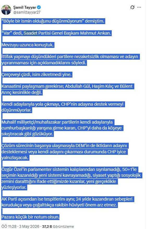 AK Partili Şamil Tayyar sebepleriyle tek tek anlattı: Muhalefetin cumhurbaşkanı adayı kim olacak? - Resim : 1