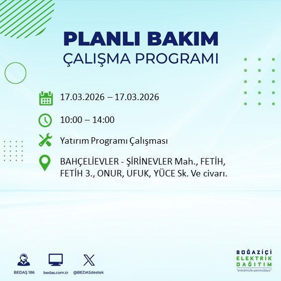 17 Mart İstanbul’da kesinti günü: İlçeler ve saatler belli oldu: BEDAŞ duyurdu - Resim: 2