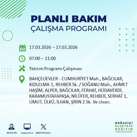 17 Mart İstanbul’da kesinti günü: İlçeler ve saatler belli oldu: BEDAŞ duyurdu - Resim: 8