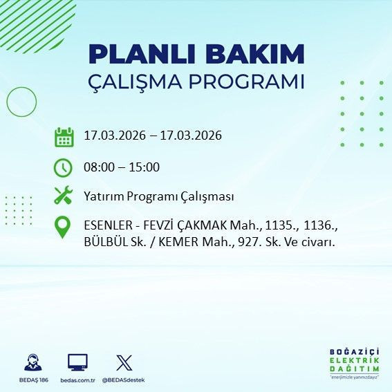 17 Mart İstanbul’da kesinti günü: İlçeler ve saatler belli oldu: BEDAŞ duyurdu - Resim: 15