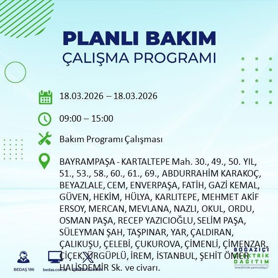 18 Mart İstanbul elektrik kesintisi alarmı: BEDAŞ açıkladı: Bu ilçeler karanlıkta kalacak - Resim: 18