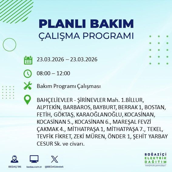 BEDAŞ’tan kritik açıklama: 19 ilçede 9 saate kadar elektrik yok (22 Mart 2026) - Resim: 2
