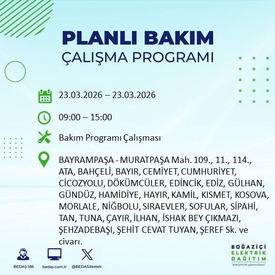 BEDAŞ’tan kritik açıklama: 19 ilçede 9 saate kadar elektrik yok (22 Mart 2026) - Resim: 4