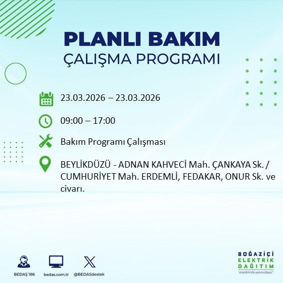 BEDAŞ’tan kritik açıklama: 19 ilçede 9 saate kadar elektrik yok (22 Mart 2026) - Resim: 6