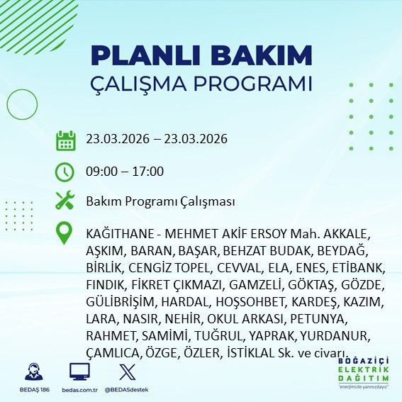 BEDAŞ’tan kritik açıklama: 19 ilçede 9 saate kadar elektrik yok (22 Mart 2026) - Resim: 11