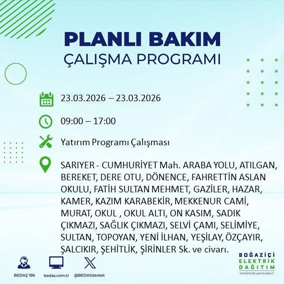 BEDAŞ’tan kritik açıklama: 19 ilçede 9 saate kadar elektrik yok (22 Mart 2026) - Resim: 14