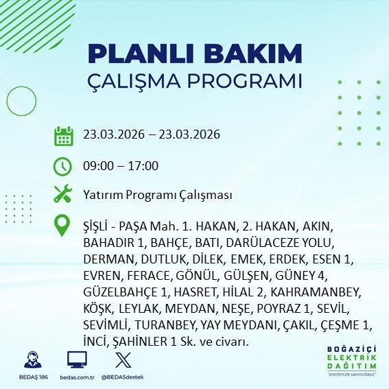 BEDAŞ’tan kritik açıklama: 19 ilçede 9 saate kadar elektrik yok (22 Mart 2026) - Resim: 13