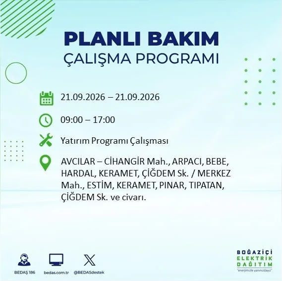 İstanbul'da 17 ilçede elektrikler kesilecek: Saatlerce gelmeyecek - Resim: 3