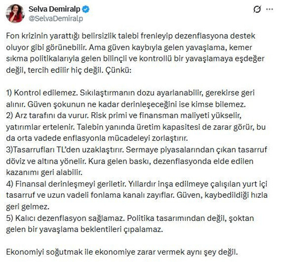 Selva Demiralp: Fon krizinde tasarruflar döviz ve altına kayabilir - Resim : 1