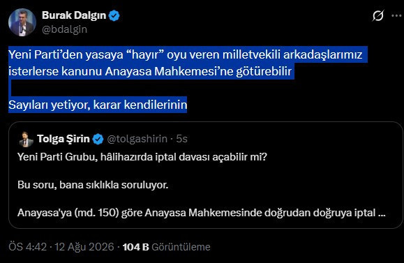 İYİ Partili Burak Dalgın'dan YENİ Parti’ye AYM çağrısı - Resim : 1