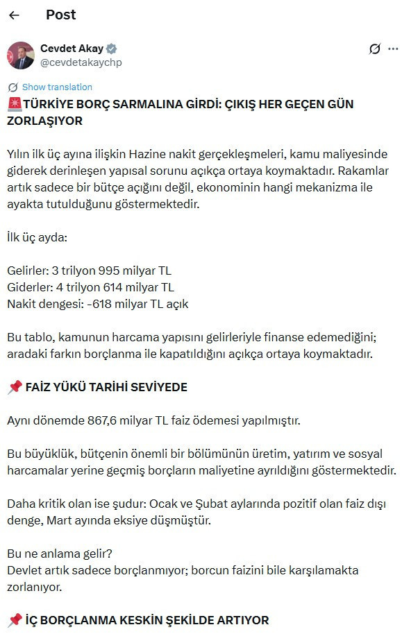 Hazine'de Mart alarmı: 'Borcun faizi bile borçla ödeniyor' - Resim : 1