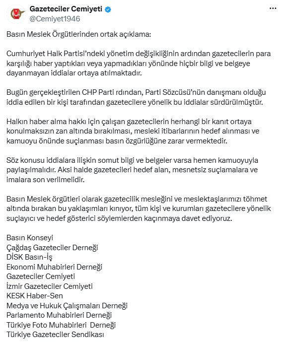 ‘Gazeteciler para alıyor’ iddialarına meslek örgütlerinden ortak tepki - Resim : 1
