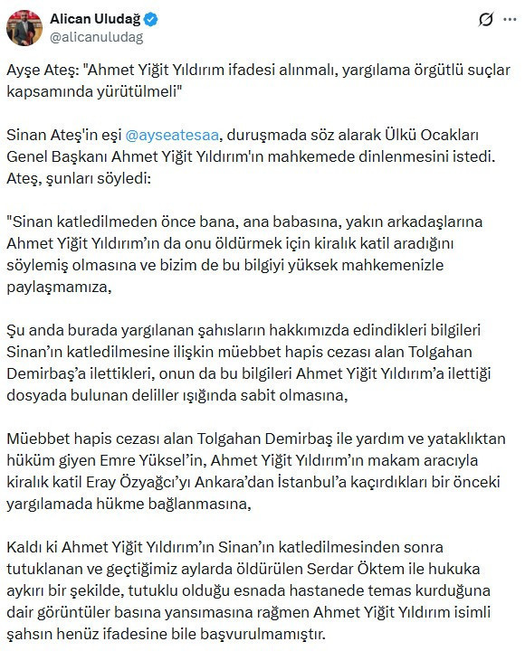 Sinan Ateş davası: Ayşe Ateş mahkemede isyan etti - Resim : 1