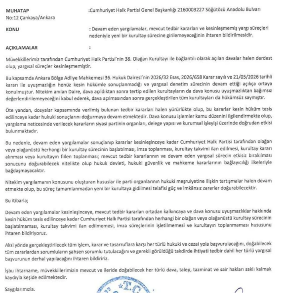 Kongreyi iptal ettiren delegelerden CHP Genel Merkezi'ne 'kurultay' ihtarı - Resim : 1
