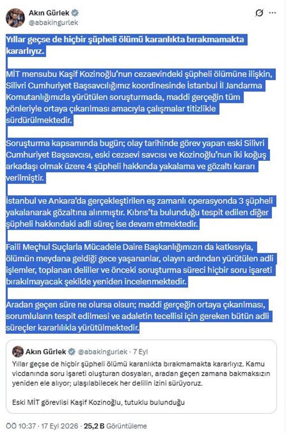 Akın Gürlek'ten Kozinoğlu açıklaması: O gece yeniden inceleniyor - Resim : 2