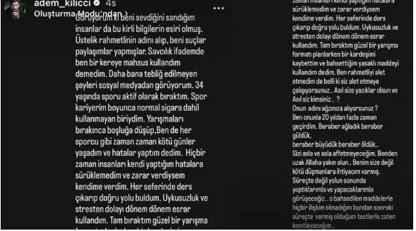Adem Kılı&ccedil;&ccedil;ı&rsquo;dan sert tepki: Uyuşturucu testi pozitif &ccedil;ıkmıştı - Resim : 2