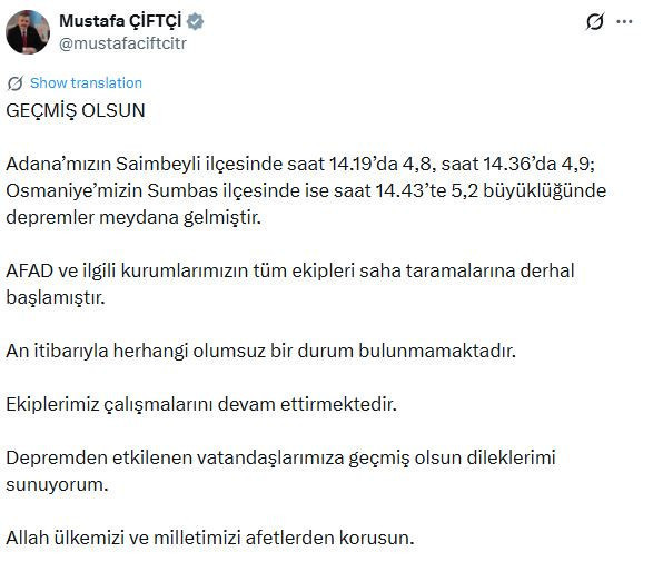 Adana ve Osmaniye'de peş peşe depremler (4 Ekim 2026) - Resim : 7