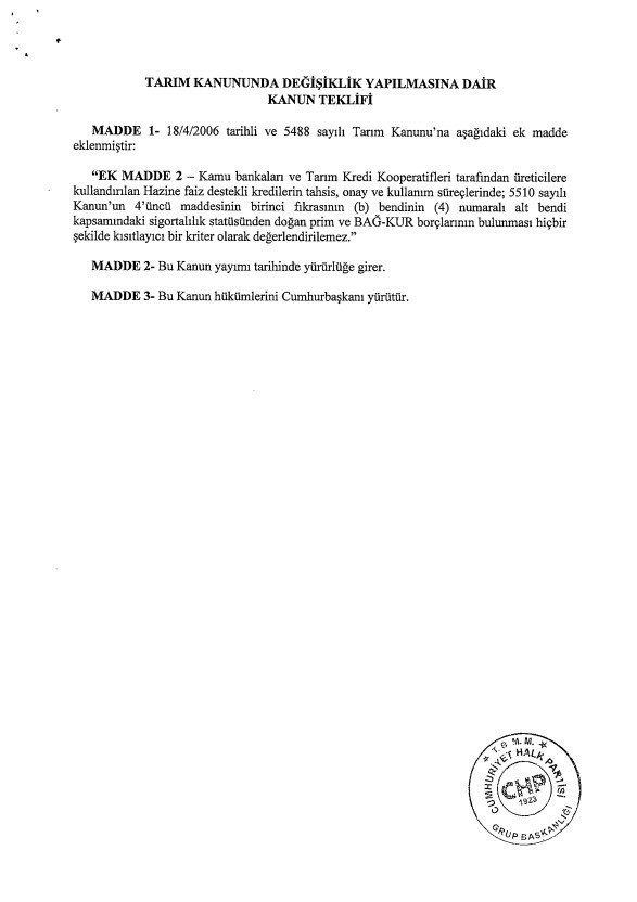 Kredi alamayan çiftçilerin beklediği kanun teklifi TBMM'de - Resim : 1