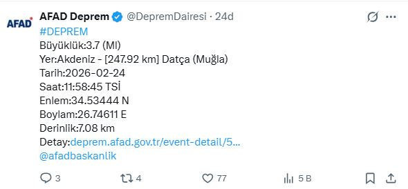 Datça'da 3,7 büyüklüğünde deprem - Resim : 2