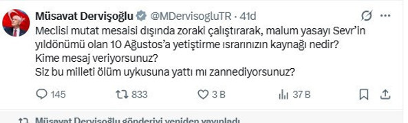 Müsavat Dervişoğlu’ndan çerçeve yasa çıkışı: Kime mesaj veriyorsunuz? - Resim : 1